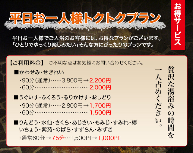平日お一人様トクトクプラン